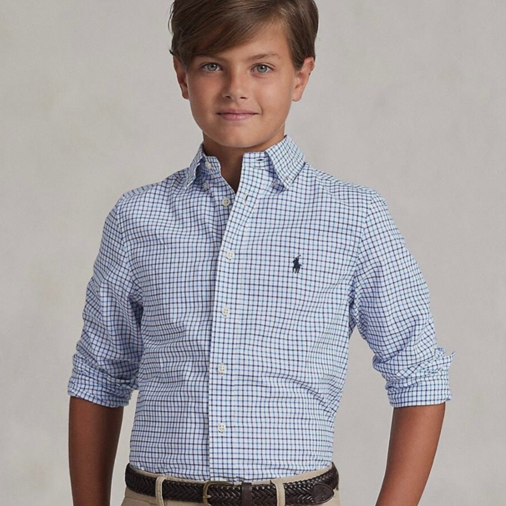 Polo Ralph Lauren Long-Sleeve Checked Plaid Shirt Boys Sz 14-16